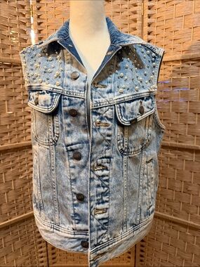 Lee Light Blue Studded Denim Vest